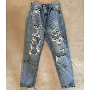 American Eagle Light Blue Distressed Mom Jeans Size 2